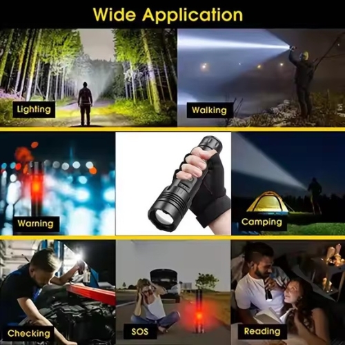 High Power  Rechargeable Zoom  Aluminum Tactical LED Flashlight