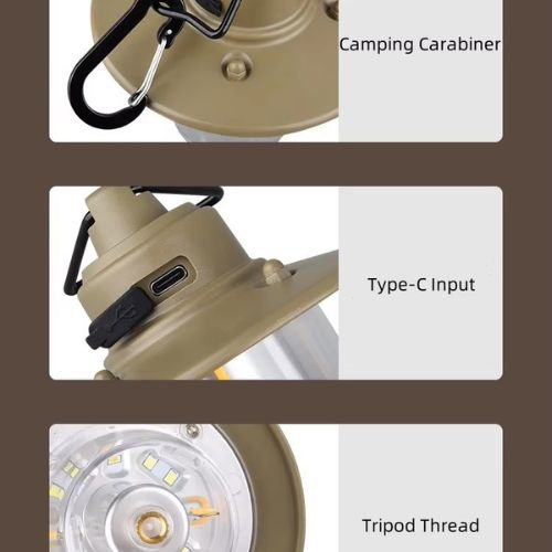 Type-C rechargeable camping lantern with dimming function