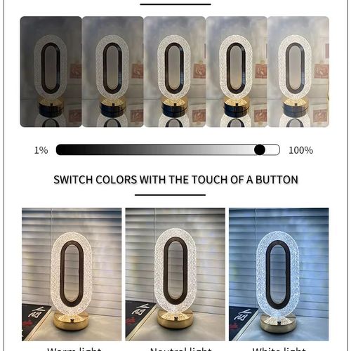  LED Cordless Crystal Table Lamp