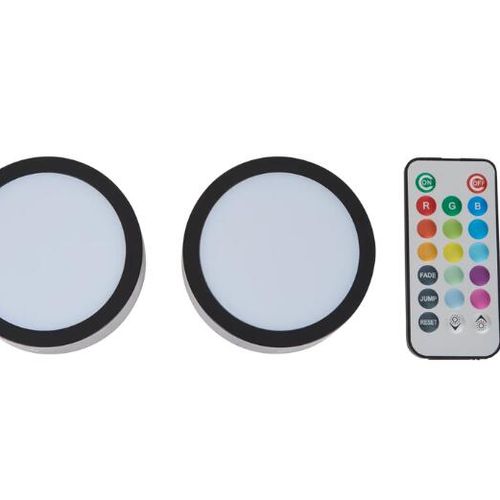 2pcs RGB LED push light with remote control