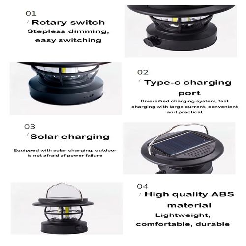 Super bright  3W Solar COB  LED  Camping lantern 