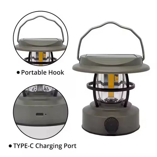 Super bright  3W Solar COB  LED  Camping lantern 