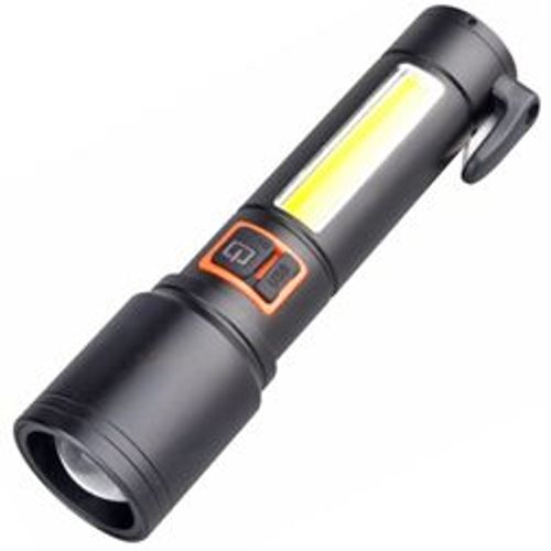  LED Rechargeable Zoom Flashlight With Hammer And Belt Cutter