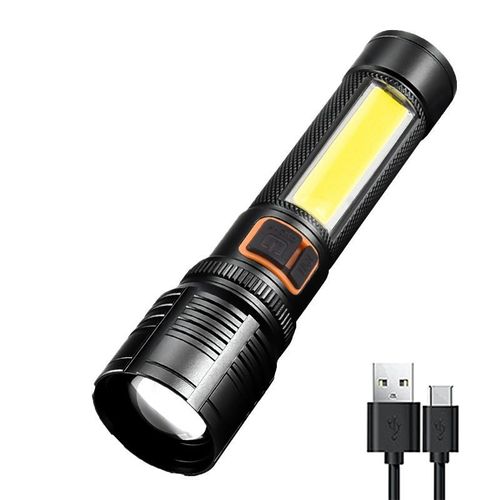  LED Rechargeable Zoom Flashlight With Hammer And Belt Cutter
