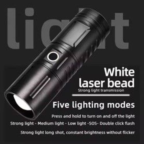  White Laser LED Rechargeable  Flashlight With Zoom