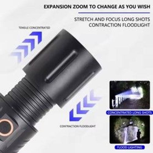  White Laser LED Rechargeable  Flashlight With Zoom