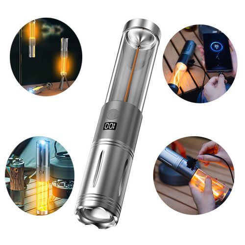 Multi-functional Type-C Rechargeable Telescopic Zoom LED Camping Light Outdoor Portable Flashlight