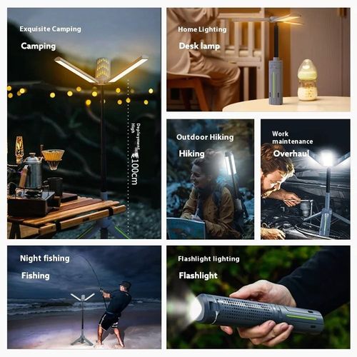 New Outdoor Multifunction 720-Degree Stepping Extendable 1 Meter Foldable LED Rechargeble Tent Campi