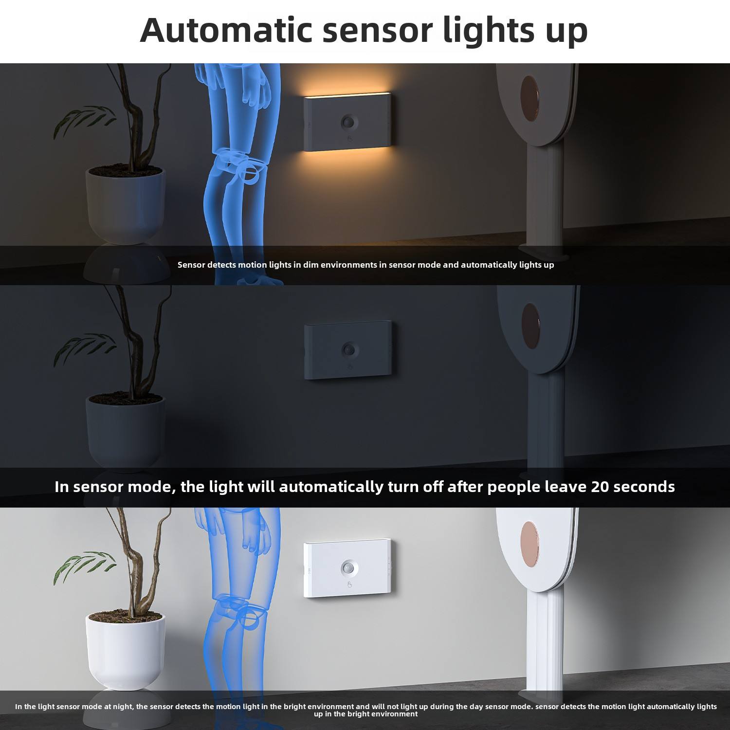 2pcs Linkable Rechargeable PIR Sensor Light 