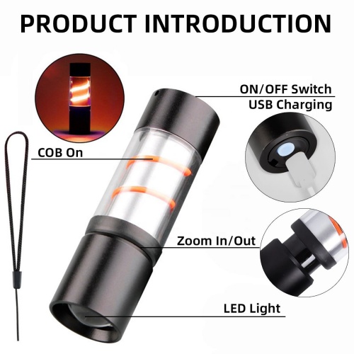 Multi-functional Type-C Rechargeable LED ZOOM Flashlight
